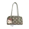 Bolsa bowling de bolinhas da moda deste ano para mulheres, nova bolsa de ombro fosca de grande capacidade 2026, bolsa tote de camurça