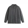 Cárdigan de Punto con Cuello Mao de Doble Cremallera Simple para Viaje Diario para Hombres y Mujeres Otoño Invierno Casual Versátil Holgado Ropa Exterior para Viaje Diario