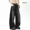 Jeans retro americano preto com bainha curva para homens e mulheres, estilo primavera e outono, design de rua, corte solto, emagrecimento, calças pantalona fluidas