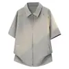 Camisa lisa para hombre, Camisa de manga corta de verano para hombre, Camisa con cuello para hombre, Camisa de corte holgado, Camisa de manga corta
