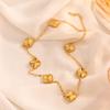 Conjunto de Joias Flor de Cinco Folhas Simples Elegante Aço Titânio Trevo de Quatro Folhas Moda Versátil Tendência da Internet Colar Brincos Pulseira