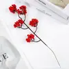 Flor Artificial Fruta da Fortuna Decoração de Natal Fruta Vermelha Haste Única Frutas Vermelhas Atacado Azevinho Pequeno Sala de Estar Enfeites de Feriado de Ano Novo