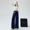 Pantalones Casuales de Encaje para Mujer Primavera y Verano 2025 Nuevos Pantalones de Pierna Ancha Sueltos de Cintura Alta Pantalones Deportivos Negros Versátiles