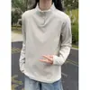 Capa interior de forro polar de doble cara estilo americano, sudadera de invierno para hombre con cuello medio y botones, corte regular, camiseta atlética de manga larga