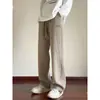 Pantalones de pana color hueso para hombre, estilo primavera y otoño, pantalones deportivos holgados, pantalones de chenilla rectos de pierna ancha
