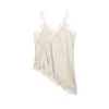 Ropa de Mujer Transfronteriza Primavera y Verano 2026 Multicolor Satín Estilo Europeo y Americano Patchwork Encaje Camisola Asimétrica para Mujer