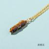 Cristal Natural Doble Punta Bala Tejido a Mano Cadena de Malla Dorada Colgante Suéter Collar Colgante Regalo Venta al por Mayor