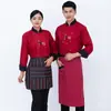 Uniformes de Chef de Cozinha Chinesa de Tamanho Grande no Atacado, Roupas de Trabalho de Manga Longa para Homens e Mulheres no Outono e Inverno, Roupas de Trabalho para Hotel, Restaurante, Cantina