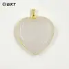 Wt-P2126 Pingente Coração de Pedra Natural Texturizada Colorida Borda Banhada a Ouro 18K Joias Acessórios Semi-Acabados