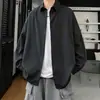 Camisa blanca de manga larga para hombre, estilo coreano de otoño, diseño simple, color liso, chaqueta holgada, top casual, negro