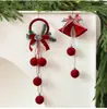 Enfeite de Sino de Natal Aveludado, Decoração Pendente para Árvore e Vitrine, Pingente de Natal com Textura de Veludo para Decoração de Feriado