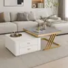 Mesa de centro em rocha de luxo leve para sala de estar, conjunto de mesas de chá moderno minimalista integrado para apartamento pequeno, mesa de centro para apartamento pequeno