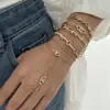 Pulseiras de Dedo Empilhadas em Camadas Estilo Europeu e Americano Ins, Pulseira de Dedo Integrada Colorida da Moda Flor de Zircônia Olho Grego