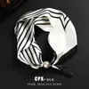 Collar de Perlas con Cierre Magnético Negro Bufanda Larga de Seda Pequeña Protector de Cuello para Mujer Bufanda Versátil Bufanda Perezosa para el Cuello Regalo para Personas Mayores