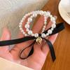 Cuerda para el Cabello con Lazo de Perla Francesa Elegante Cuerda para el Cabello de Niña Dulce Combinable Accesorios para el Cabello con Textura Tarjetas para el Cabello
