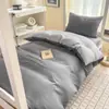 Conjunto de três peças para cama de solteiro em dormitório estudantil cor sólida algodão lavado conjunto de quatro peças em duas cores lençol capa de edredom cama de beliche de dormitório
