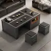 Mesa de Chá Kung Fu para Sala de Estar, Estação de Preparo de Chá para Uso Doméstico com Conjunto de Chá Integrado, Mesa para Beber Chá, Conjunto de Mesa e Cadeira de Escritório em Pedra Polida a Fogo