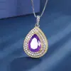 Wish transfronterizo2023 Nuevo Moda Europea y Americana Color Simulación Tesoro Conjunto de Collar Colgante Anillo Pendientes para Mujer
