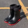 Botas de Lluvia Nuevas para Hombre Transfronterizas de Caña Media Antideslizantes Impermeables Cinturón Botas de Lluvia Trabajo Pesca Zapatos de Goma Cocina Resistentes al Desgaste Zapatos de Agua