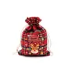 Bolsa de algodão xadrez de Natal transfronteiriça bolsa de doces de festa de Natal de desenho animado bolsa de presente de chocolate bolsa de árvore de Natal