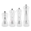 Botella de condimento para pimienta de fábrica con molinillo manual de grosor ajustable, utensilio de cocina transparente de acero inoxidable en stock