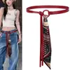 Cinturón de Bufanda de Seda Accesorios Cinta para Mujer Cadena de Cintura Hip-Hop Punk Retro Cinturón Decorativo Americano con Cinturón de Jeans