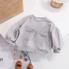Conjunto casual de otoño para niñas, malla, lazo, sudadera de cuello redondo, moda infantil, dulce, versátil, conjunto de dos piezas