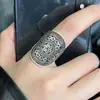 Anillo Exquisito Calado Estilo Étnico para Mujer, Moda Vintage, Personalidad Distinguida, Anillo Abierto Tendencia Nacional, Anillo para Dedo Índice Estilo Ins