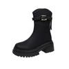 Botas Martin Pequeñas de Tacón Grueso y Suela Gruesa para Mujer en Otoño e Invierno Nuevo Versátil Cremallera Trasera Simple Nuevo Estilo Botines