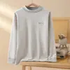 Camiseta interior de algodón de manga larga para niños para otoño e invierno, cuello semi-alto, para niños y niñas, top sencillo de cuello medio