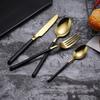 Vajilla de acero inoxidable 304 Cuchillo, tenedor y cuchara de cuatro piezas de estilo portugués europeo Juego de cubiertos occidentales para hotel para bistec Fabricantes
