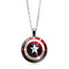 Colar Escudo do Capitão América Gema do Tempo Joias Europeias e Americanas Femininas Moda Masculina e Feminina Pingente de Vidro Joia de Corrente para Clavícula