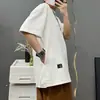 Bolso Invisível Verão Fina Manga Curta Americana Tendência Marca Solta Tamanho Grande Design Básico Senso Camiseta Cor Sólida Meia Manga