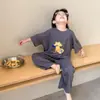 Primavera, Verano y Otoño Delgados Estilo Coreano Sueltos Modal Pijama de Bebé para Niños de Manga Corta Traje de Ropa para el Hogar