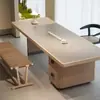 Nueva Mesa de Té de Madera Maciza Estilo Chino, Lujo Ligero, Sensación Moderna y de Alta Gama, Modelo 2025, Madera de Fresno Blanco, Mesa de Té de Pizarra, Madera de Nogal Negro, Estilo Italiano