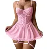 Atacado Lingerie Erótica Renda Camisola Camisola Transparente Delicada Franzida Sexy Doce Roupa de Dormir para Mulheres Comércio Exterior