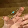 Electrochapado en Oro Real, Fuerte Retención del Color, Colgante de Corazón Azul Paraíba Simple y Exquisito, Pulsera Retráctil, Joyería con Forma de Corazón