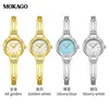 Mokago relógio feminino versátil temperamento mostrador madrepérola pulseira de metal relógio incrustado com strass formato de coração moderno relógio de quartzo atacado