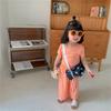 Ropa Infantil Coreana Verano 2024 Conjunto de Ropa de Casa Infantil Camiseta de Bebé Pantalones de Siete Puntos Conjunto de Dos Piezas Atuendo para Hermano y Hermana