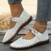 Zapatos Casuales Hechos a Mano de Suela Suave Talla Grande Europeos para Mujer 2026 Nuevo Modelo de Comercio Exterior con Patrón de Piedra y Diseño de Cordones para Madres