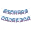 Set de decoración para fiesta de cumpleaños infantil con temática de Frozen, con platos de papel de copo de nieve, adornos para cupcakes y suministros para decoración de pancartas