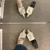Mules de Moda de Nicho 2026 Nuevas de Primavera/Verano Tacón Fino Punta Fina Medias Zapatillas Cerradas para Mujer Zapatillas de Persona Perezosa Sandalias de Tacón Bajo