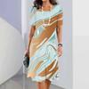 Verano simple hojas florales impresión digital 3D 2024 transfronterizo comercio exterior elegante vestido de mujer venta caliente