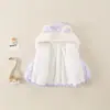 Elegante abrigo para bebé forrado de polar, nueva chaqueta suéter peluda con capucha de dibujos animados para niños de otoño e invierno, abrigo de estilo dulce