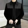 Nueva Chaqueta de Hombre Otoño/Invierno 2026 Casual de Negocios Solapa Cremallera Piel de Visón Dorada Chaqueta Abrigo de Lana para Hombres de Mediana Edad y Jóvenes