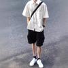 Camisa de manga corta para hombre, de verano, combina con todo, color liso, informal, de marca, moderna, de cinco puntos, ropa de abrigo de verano de moda.