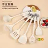 Utensilios de Cocina de Silicona con Mango de Gota de Agua, Modelo Nuevo Transfronterizo, Antiadherentes, Resistentes a Altas Temperaturas, Estante de Almacenamiento, Espátula de Silicona y Cucharón para Sopa