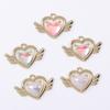 Pendientes de cadena de moda, microincrustados, colgante de alas de amor de perla moca en forma de corazón, material de aleación para accesorios DIY