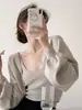 Cardigã de Seda de Gelo para Mulheres 2024 Primavera e Verão Novo Estilo Tricô de Manga Longa Xale Externo Suéter Macio e Sedoso Moda Top Camisa para Ar Condicionado