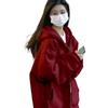 Jaqueta Suéter Cardigan com Capuz Fina Estilo Americano Composto de Algodão Imitado para Mulheres 2026 Novo Top para Primavera e Outono